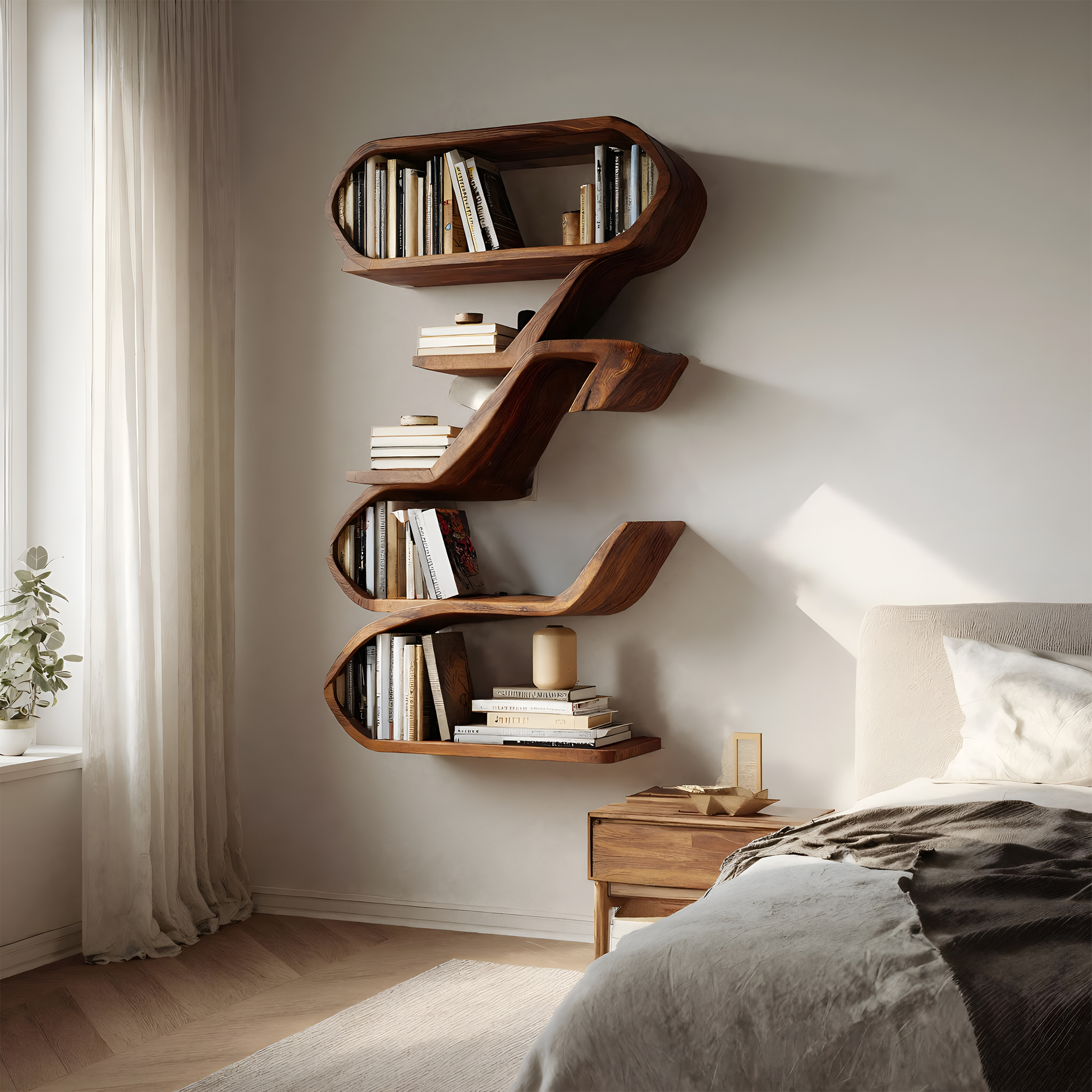 Modern Sculptural Wall Shelf For Living Room Display Kitchnce