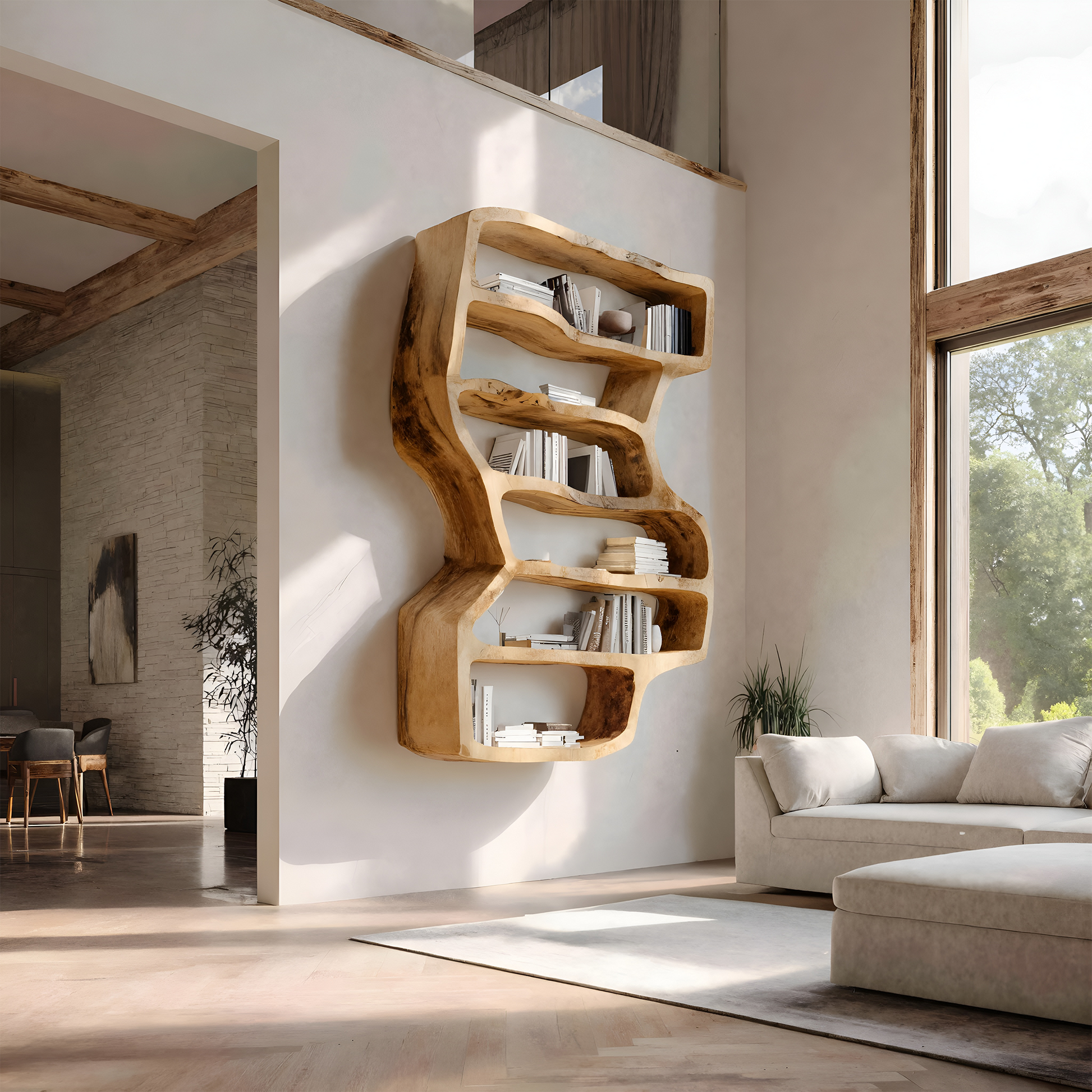 Organic Sculptural Wall Bookcase For Living Room Decor Kitchnce