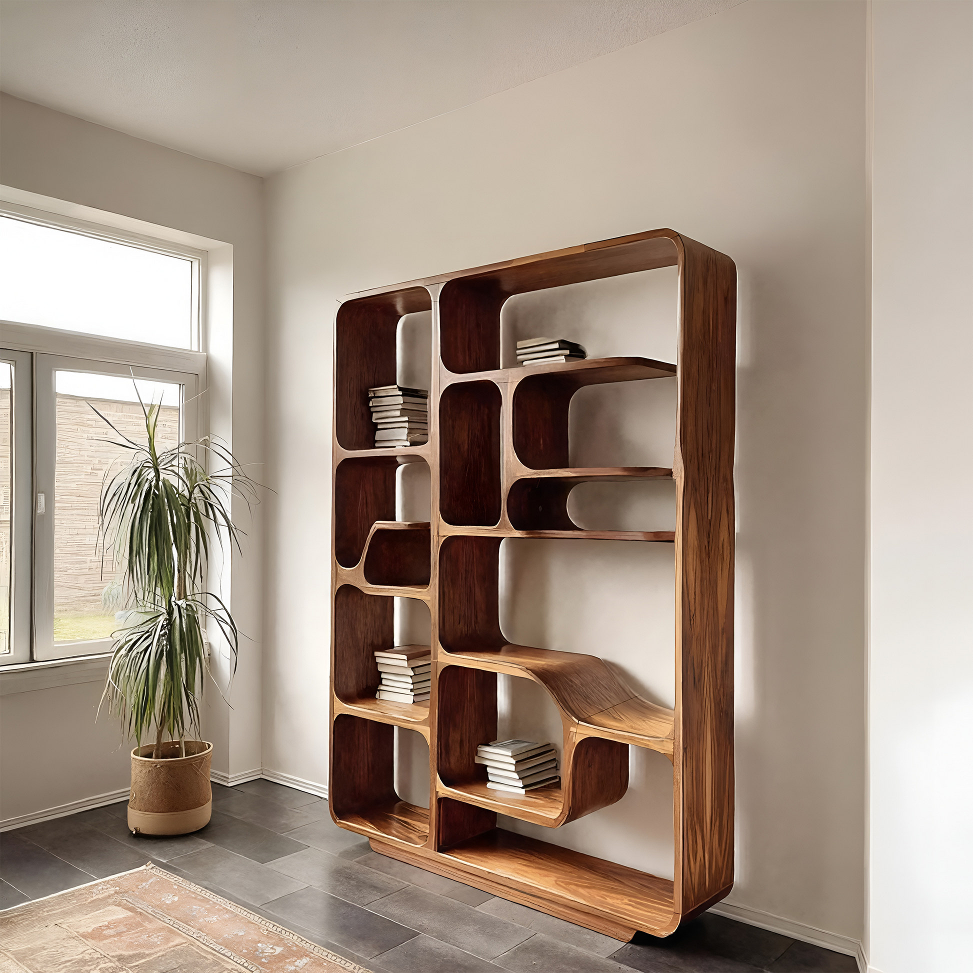 Modern Sculptural Bookshelf For Living Decor Or Bedroom Kitchnce