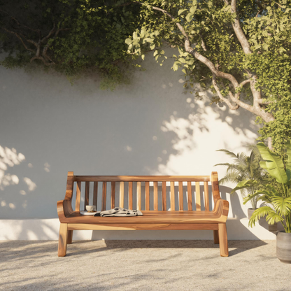 Contemporary Outdoor Wooden Bench With Curved Armrests For Garden Or Porch Kitchnce