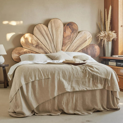 Boho Flower Petal Headboard Bed For Queen And King Bedroom Kitchnce