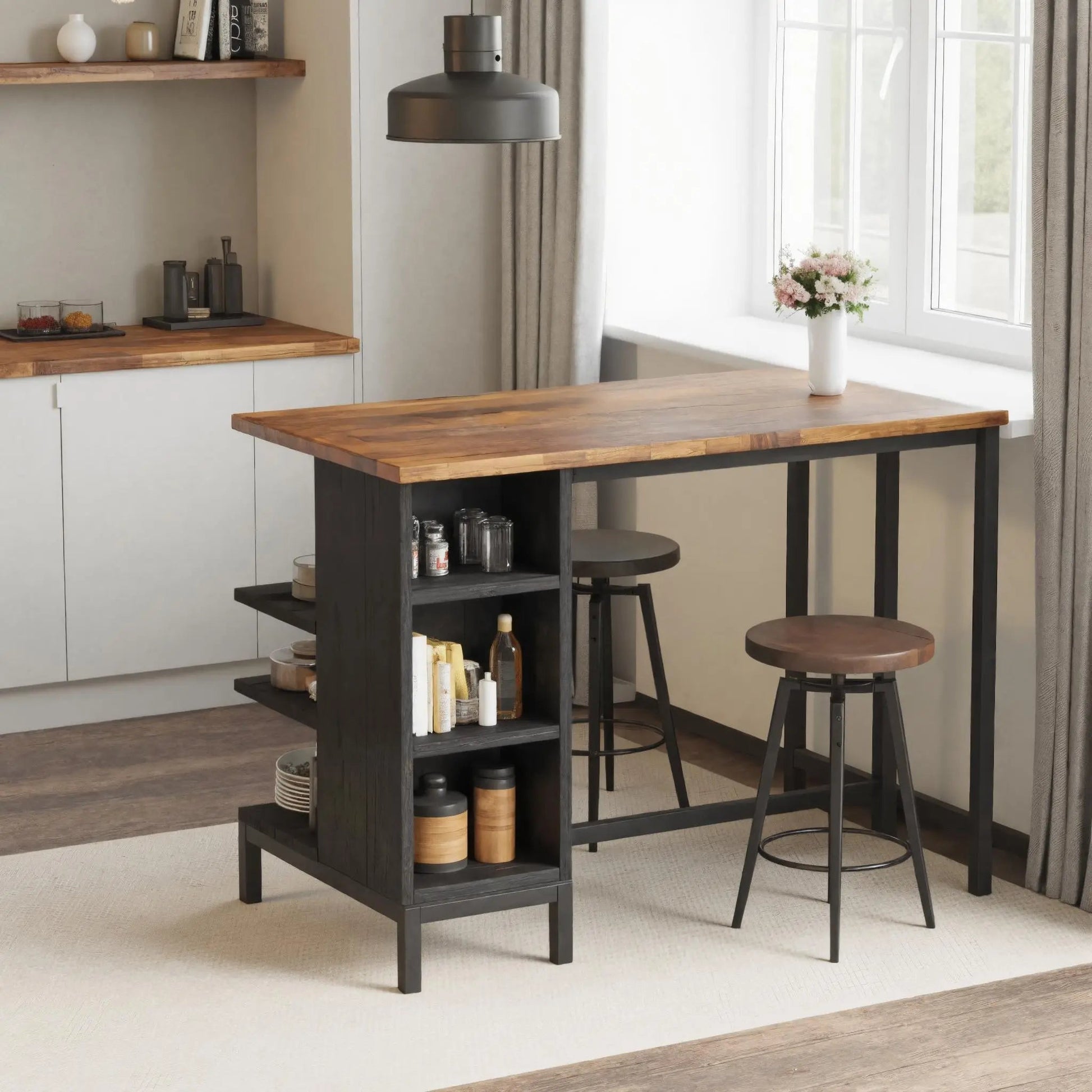 Industrial Kitchen Bar Table With Metal Legs For Apartment Dining Kitchnce