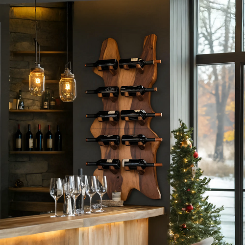Modern Solid Wood Wine Rack For Bar Decor And Home Display Kitchnce