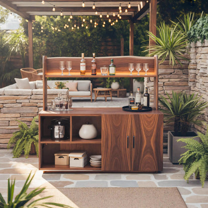 Contemporary Outdoor Bar Table With Hidden Storage For Garden Or Poolside Kitchnce
