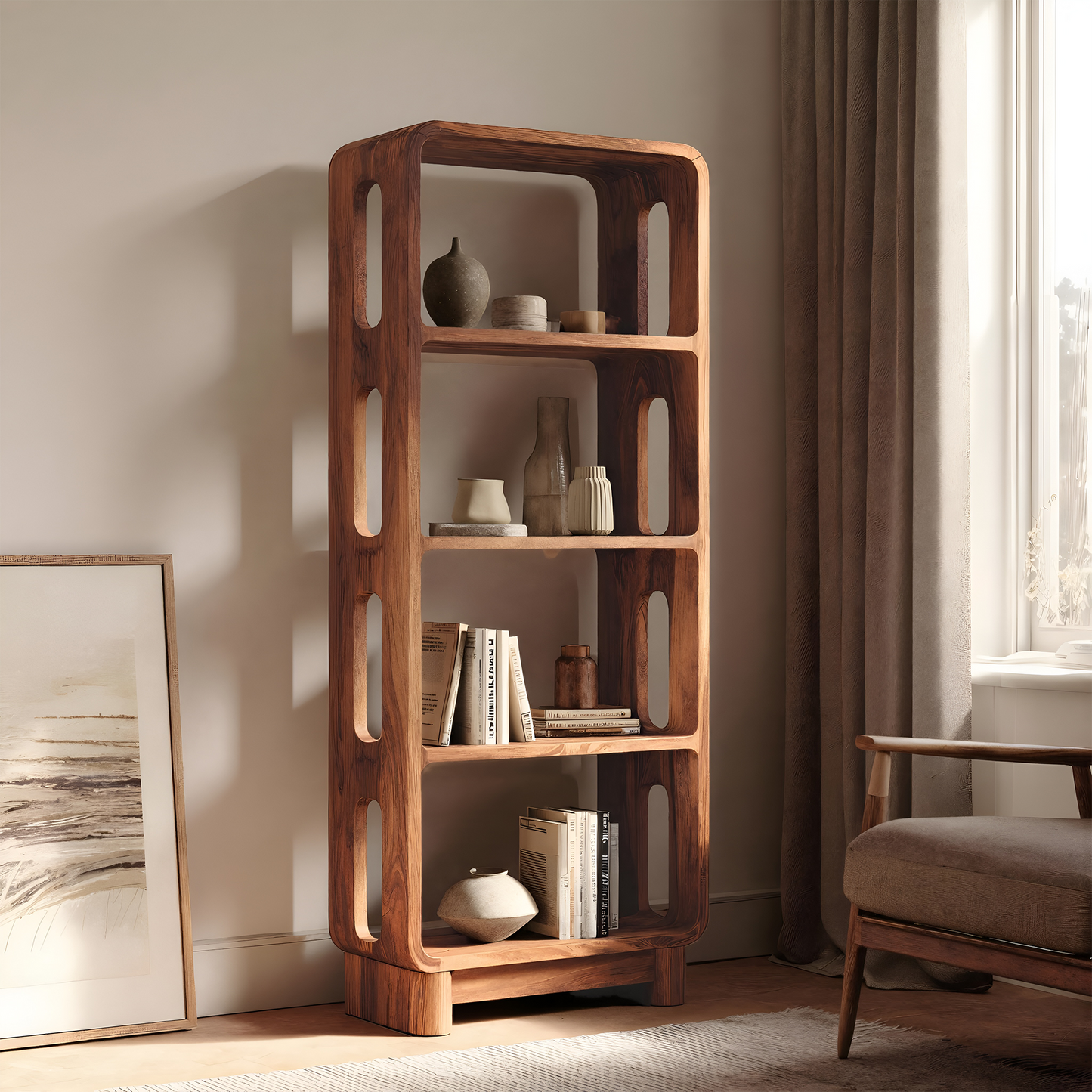 Contemporary Tall Bookshelf For Living Or Bedroom Kitchnce