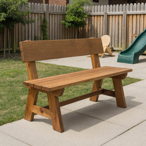 Rustic Garden Bench With Backrest For Patio Or Porch Kitchnce