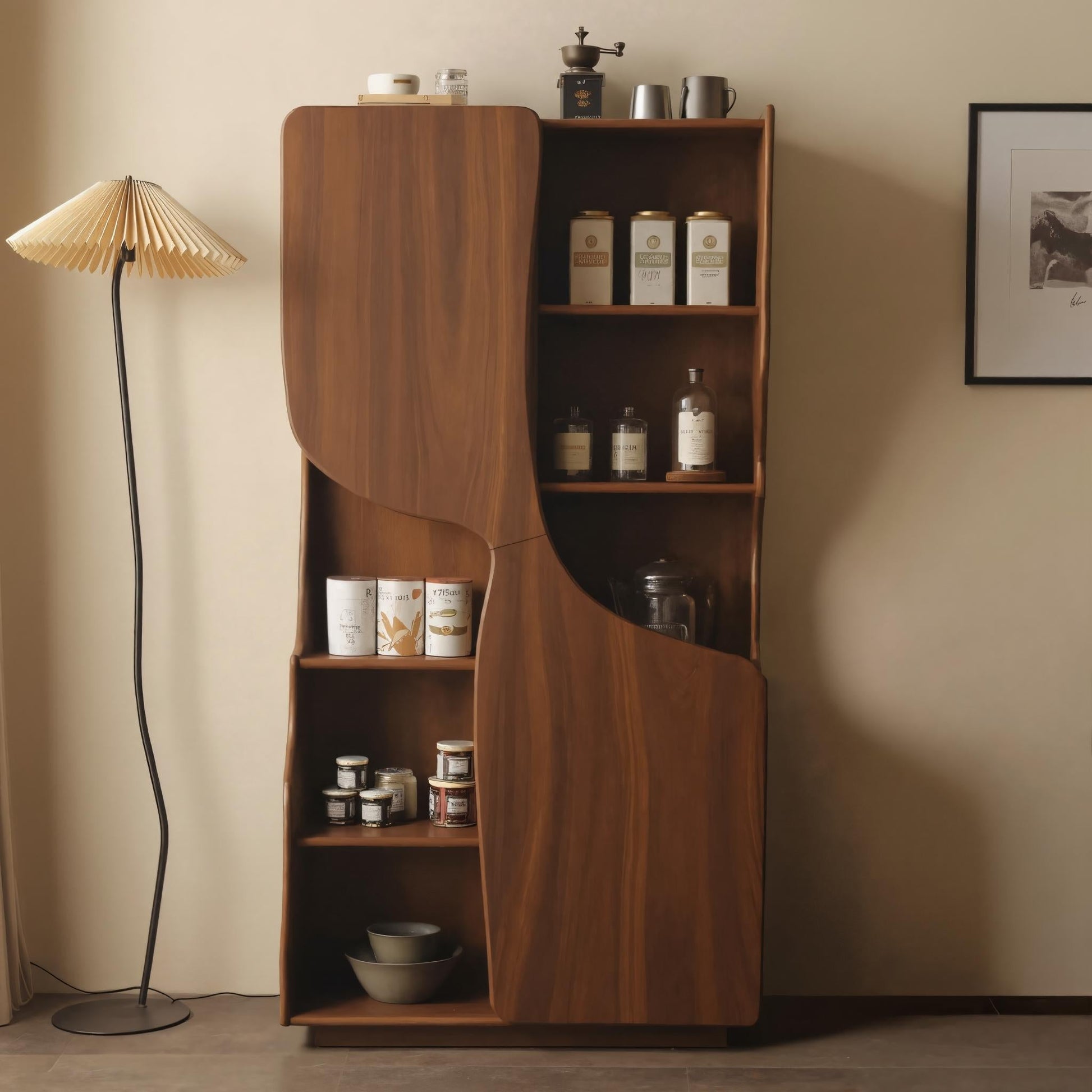 Modern Sculptural Cabinet With Curved Doors For Kitchen And Living Room Kitchnce