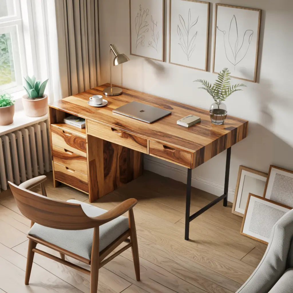 Modern Wooden Desk With Drawers For Home Office Or Study Kitchnce