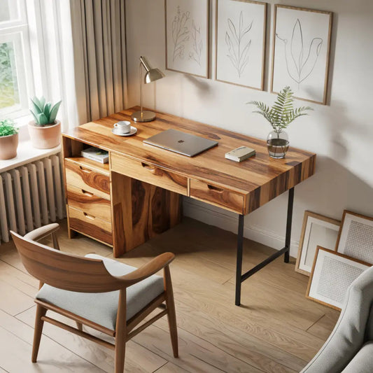 Modern Wooden Desk With Drawers For Home Office Or Study Kitchnce