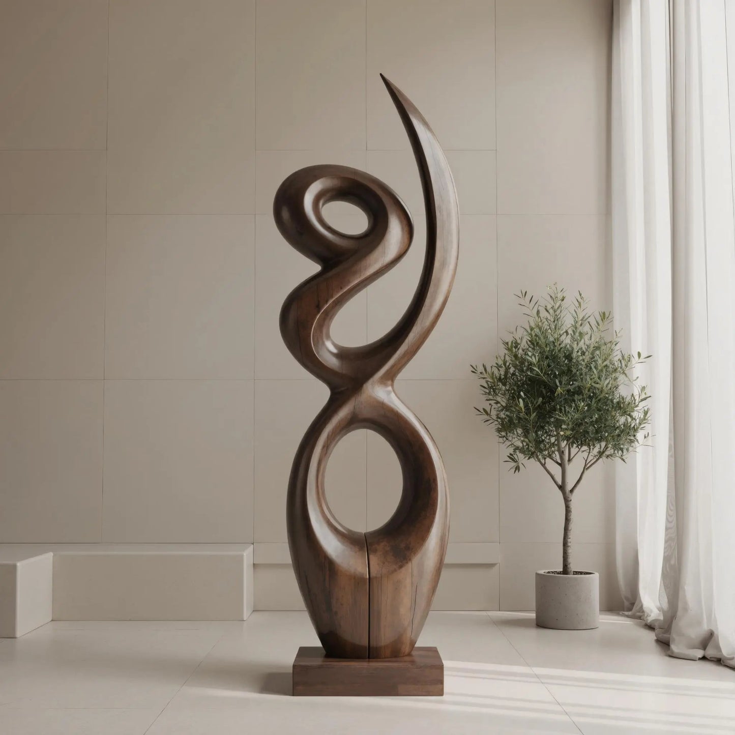 Handcrafted Wooden Abstract Sculpture For Living Room Kitchnce