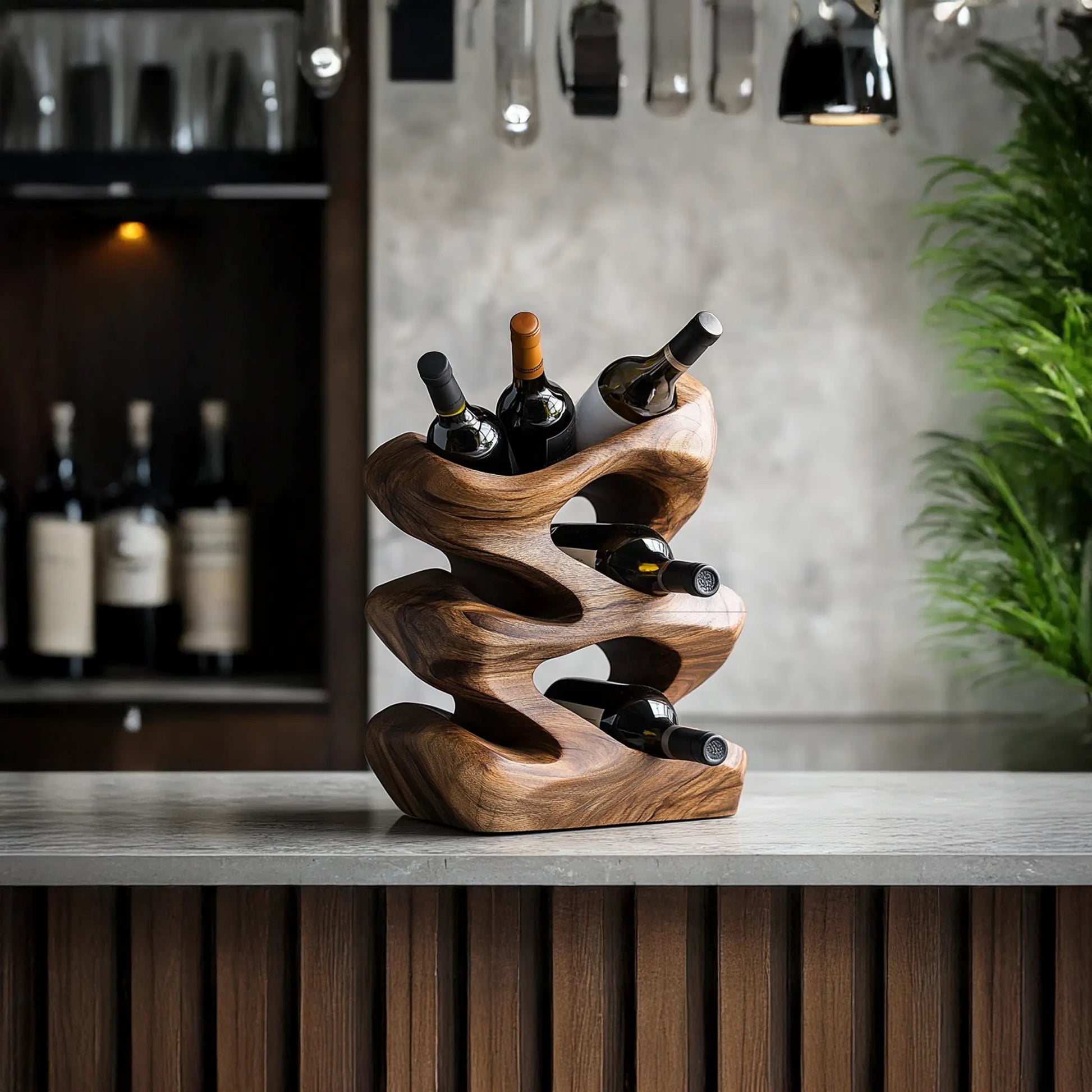 Handcrafted Wine Stand For Kitchen Natural Storage Kitchnce