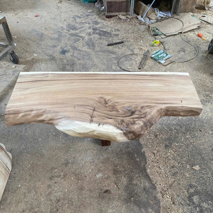 Rustic Live Edge Solid Wood Floating Bathroom Vanity Kitchnce