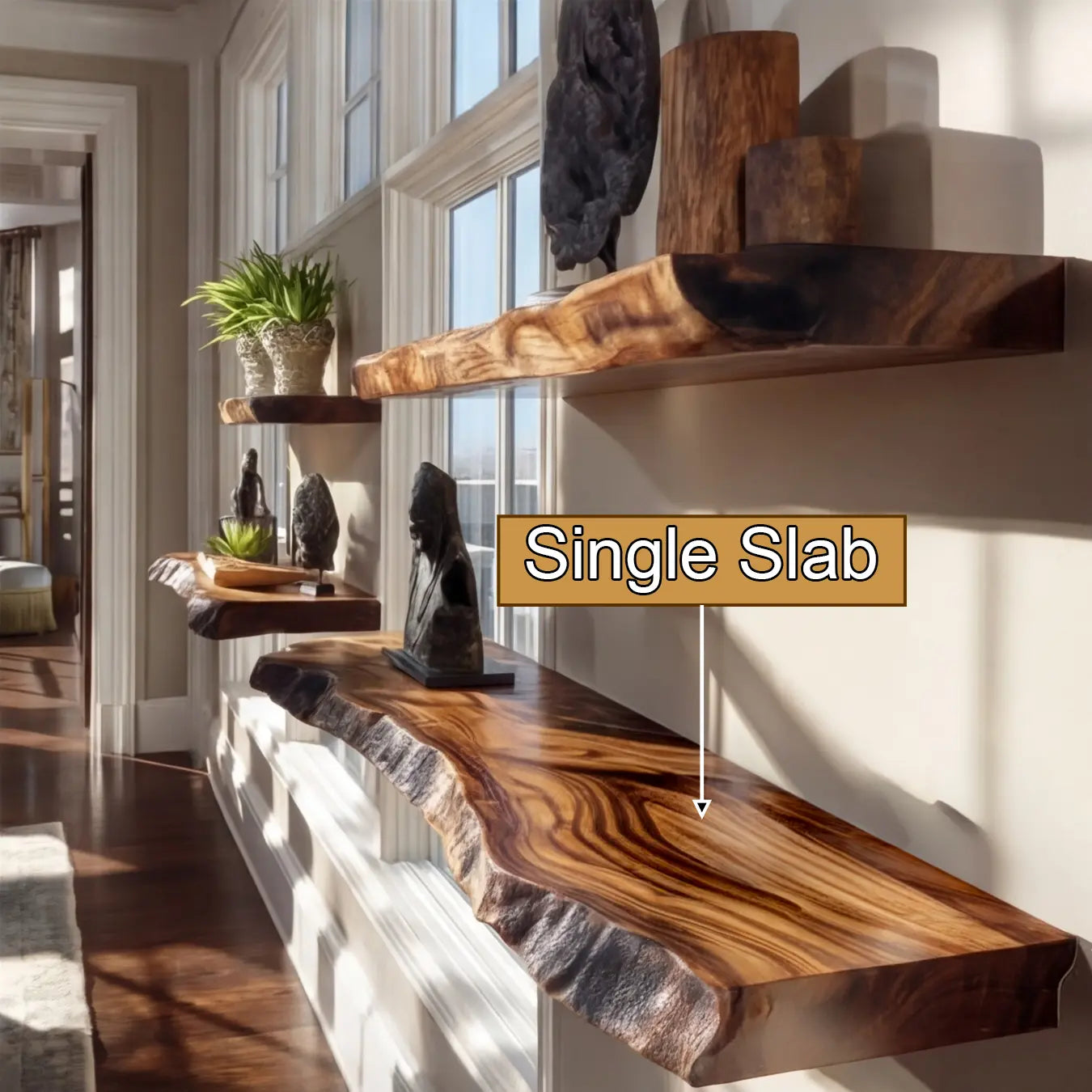 Torvane Live Edge Solid Wood Floating Shelf SPA354359 Kitchnce