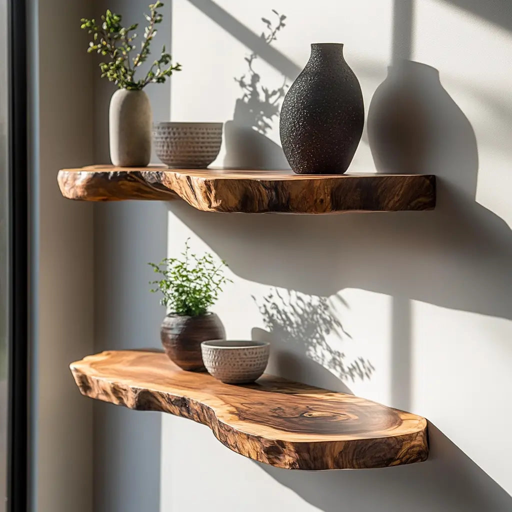 Torvello Live Edge Solid Wood Floating Shelf SPA965832 Kitchnce