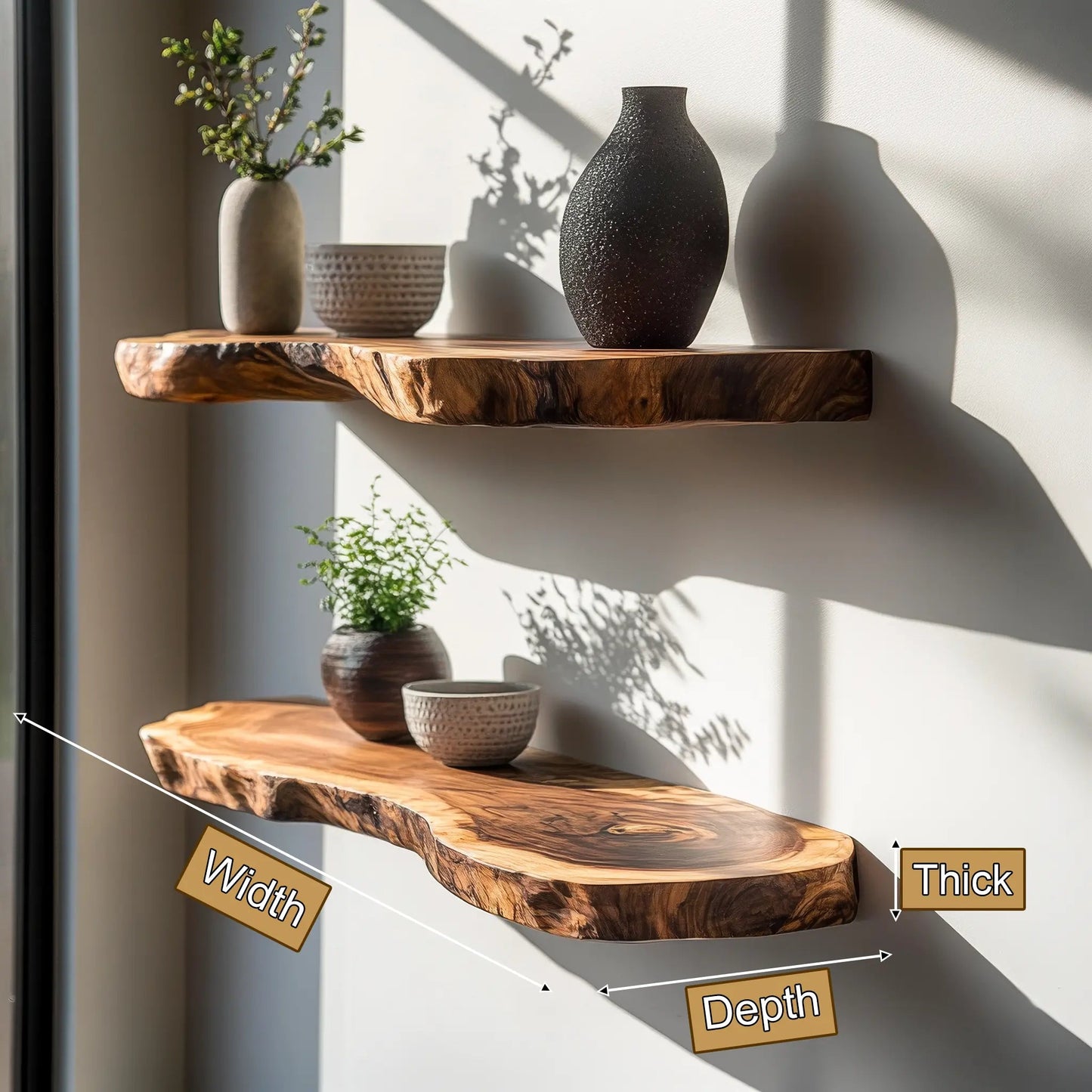 Torvello Live Edge Solid Wood Floating Shelf SPA965832 Kitchnce