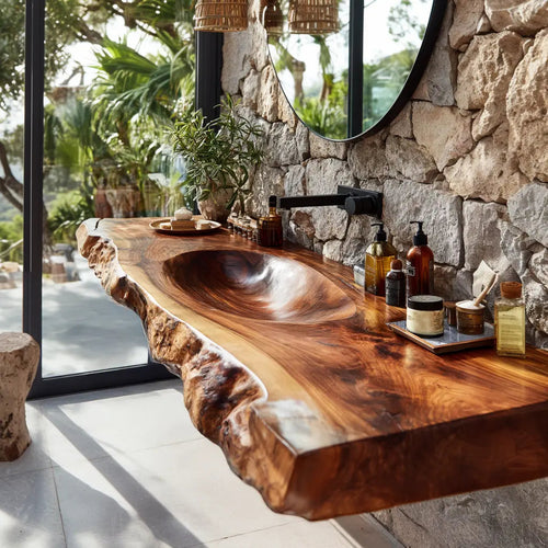 Torvyn Live Edge Solid Wood Floating Bathroom Vanity with Integrated Sink SPA365412 Kitchnce