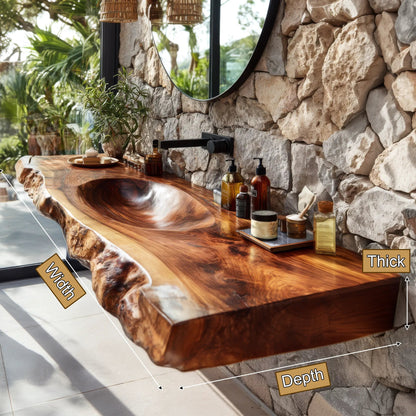 Torvyn Live Edge Solid Wood Floating Bathroom Vanity with Integrated Sink SPA365412 Kitchnce