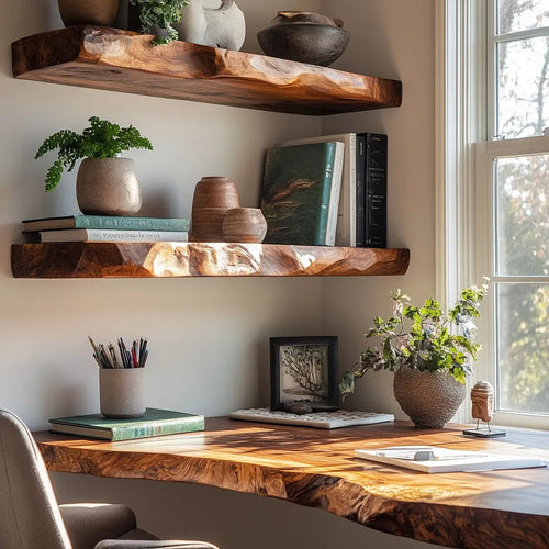 Torvyn Live Edge Solid Wood Floating Shelf SPA302306 Kitchnce