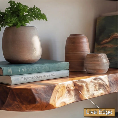 Torvyn Live Edge Solid Wood Floating Shelf SPA302306 Kitchnce
