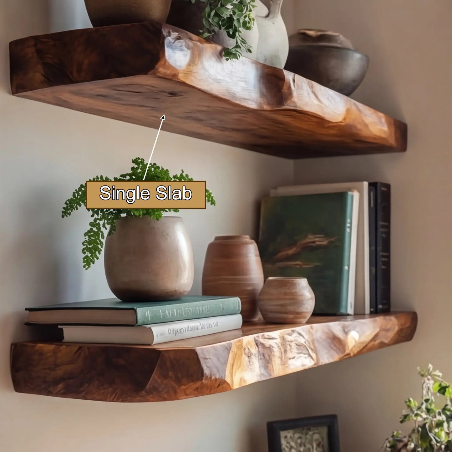 Torvyn Live Edge Solid Wood Floating Shelf SPA302306 Kitchnce