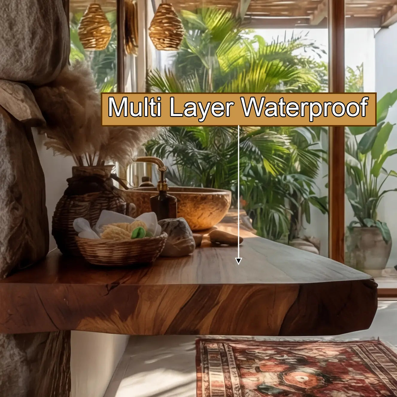 Trevano Live Edge Solid Wood Floating Bathroom Vanity SPA358958 Kitchnce