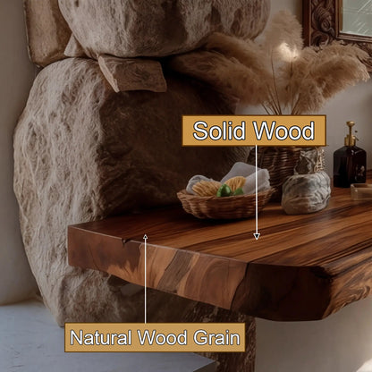 Trevano Live Edge Solid Wood Floating Bathroom Vanity SPA358958 Kitchnce