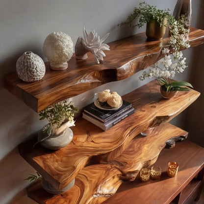 Trevion Live Edge Solid Wood Floating Shelf SPA625413 Kitchnce