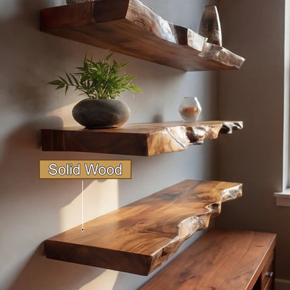 Trevion Live Edge Solid Wood Floating Shelf SPA625413 Kitchnce
