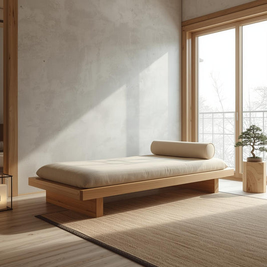 Handcrafted Solid Wood Plinth Daybed - Modern Architectural Platform Frame