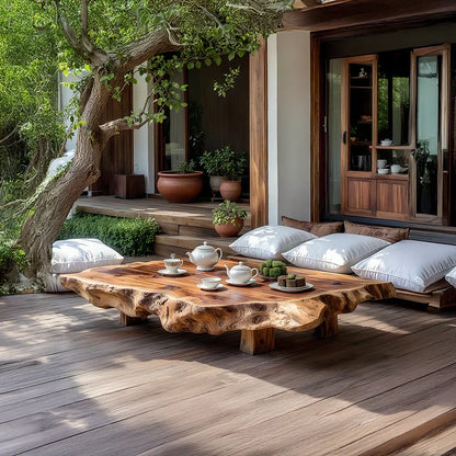 Live Edge Solid Wood Tea Table for Japanese Floor Seating