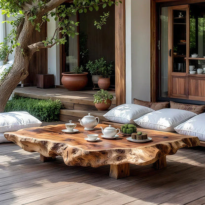 Live Edge Solid Wood Tea Table for Japanese Floor Seating