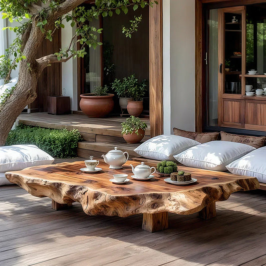 Live Edge Solid Wood Tea Table for Japanese Floor Seating