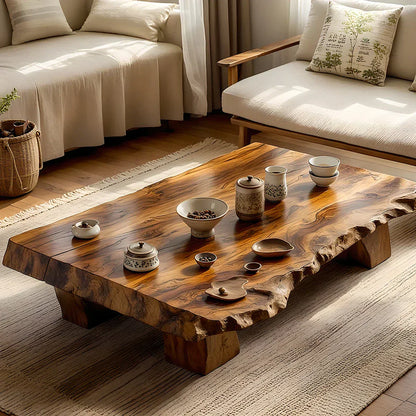 Live Edge Solid Wood Tea Table Low Floor Coffee Table