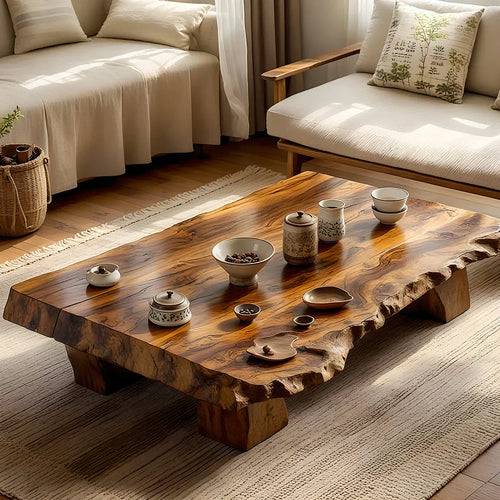 Live Edge Solid Wood Tea Table Low Floor Coffee Table