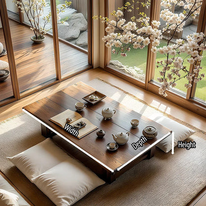 Solid Wood Japanese Low Tea Table Minimalist Floor Coffee Table