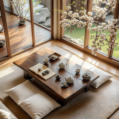 Solid Wood Japanese Low Tea Table Minimalist Floor Coffee Table