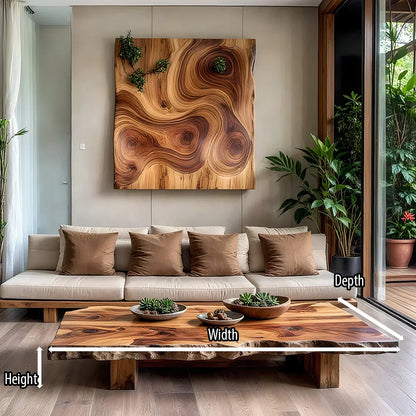 Live Edge Solid Wood Coffee Table Natural Slab Rustic Center Table