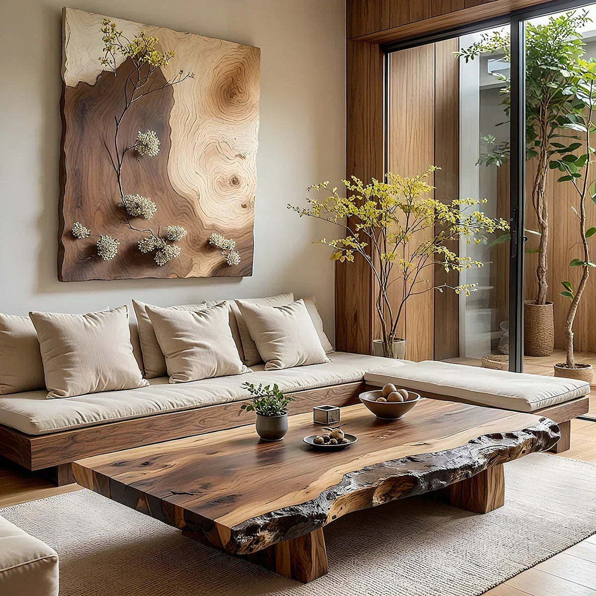 Natural Live Edge Wood Coffee Table Solid Slab Rustic Center Table