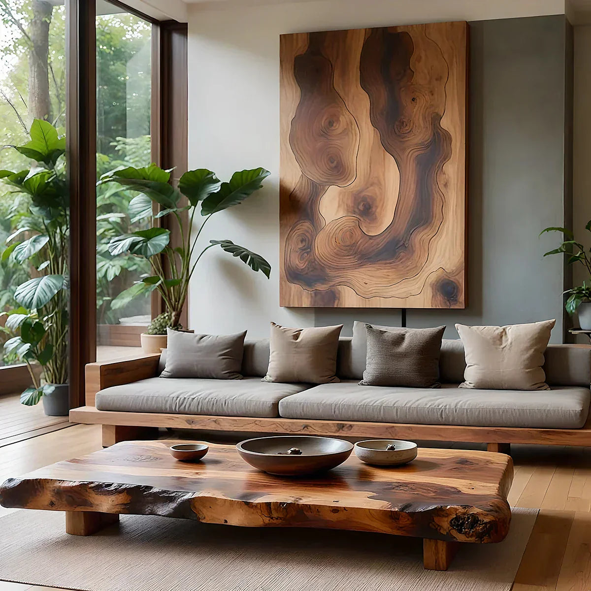 Rustic Live Edge Solid Wood Coffee Table Natural Slab Center Table