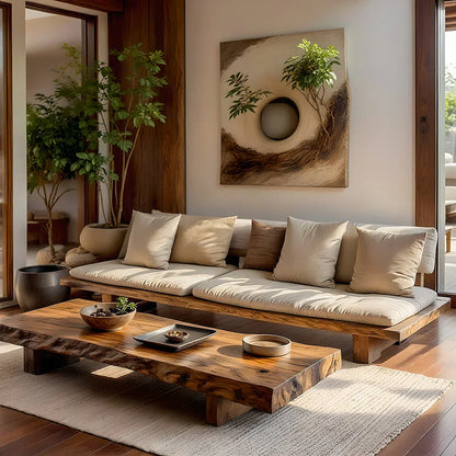 Organic Live Edge Solid Wood Coffee Table Rustic Slab Low Table