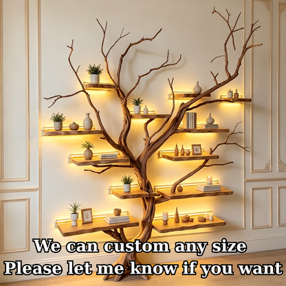 Handcrafted Solid Wood Tree Bookshelf with Branch Shelves