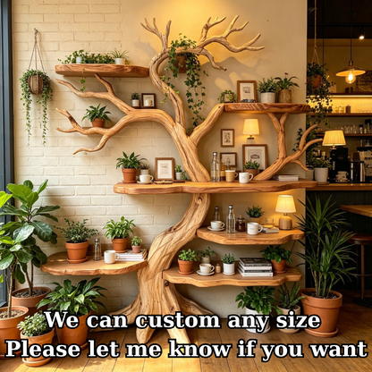 Handcrafted Solid Wood Tree Bookshelf with Natural Branch Shelves