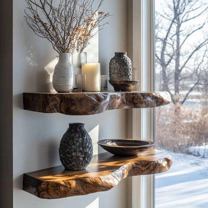 Valdren Live Edge Solid Wood Floating Shelf SPA963025 Kitchnce