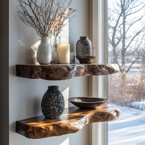 Valdren Live Edge Solid Wood Floating Shelf SPA963025 Kitchnce