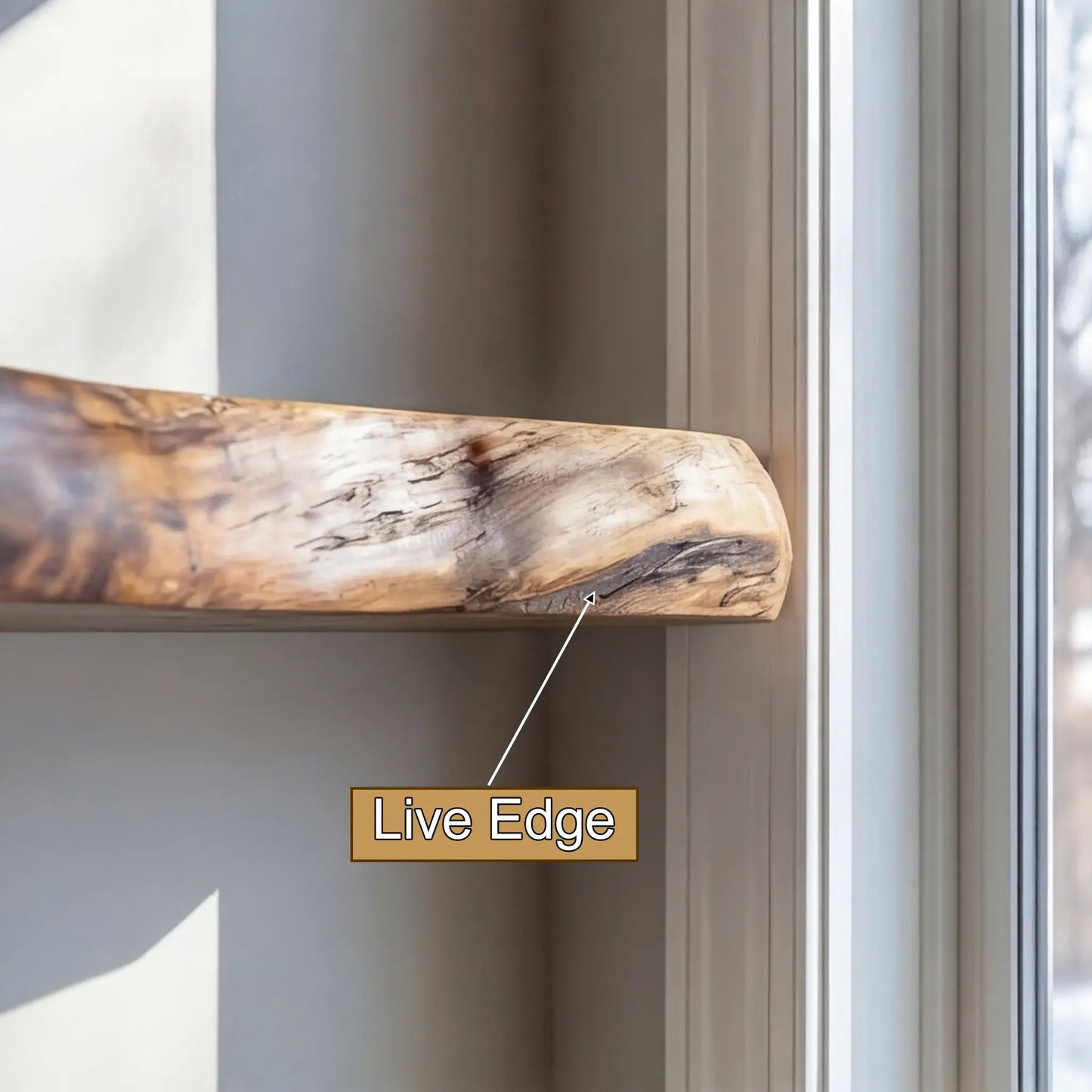 Valdren Live Edge Solid Wood Floating Shelf SPA963025 Kitchnce
