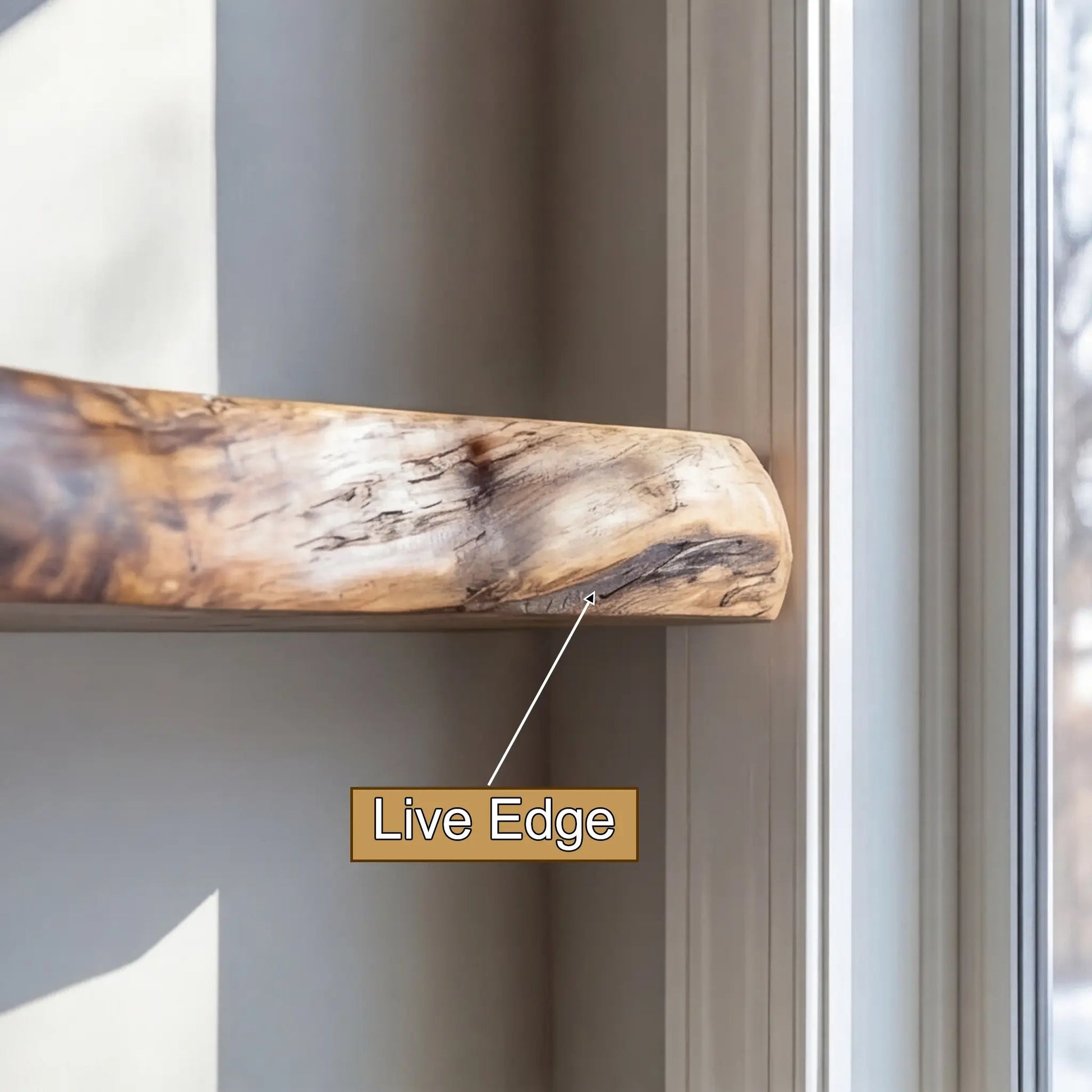 Valdren Live Edge Solid Wood Floating Shelf SPA963025 Kitchnce