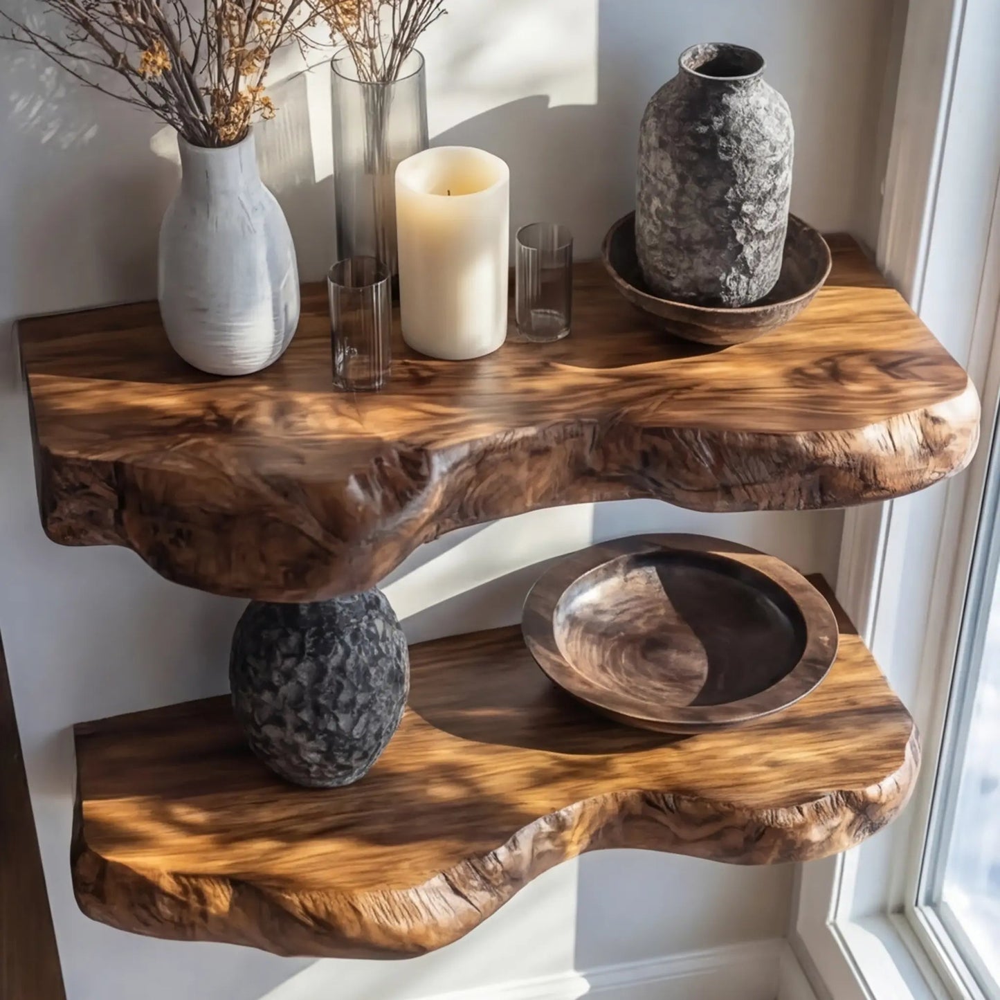 Valdren Live Edge Solid Wood Floating Shelf SPA963025 Kitchnce