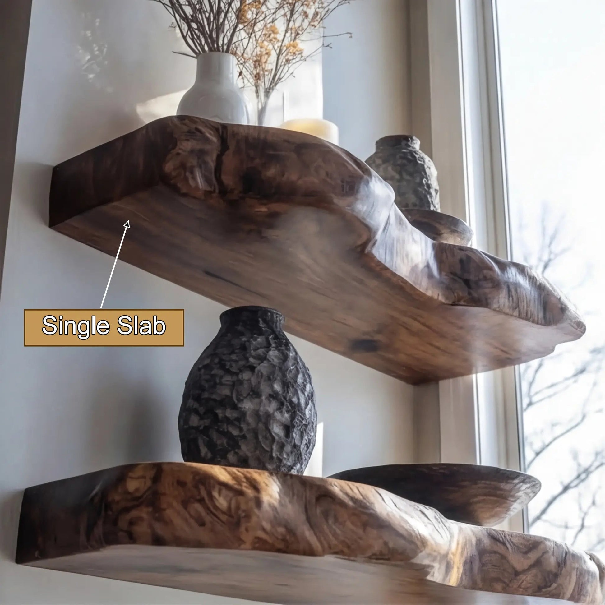 Valdren Live Edge Solid Wood Floating Shelf SPA963025 Kitchnce