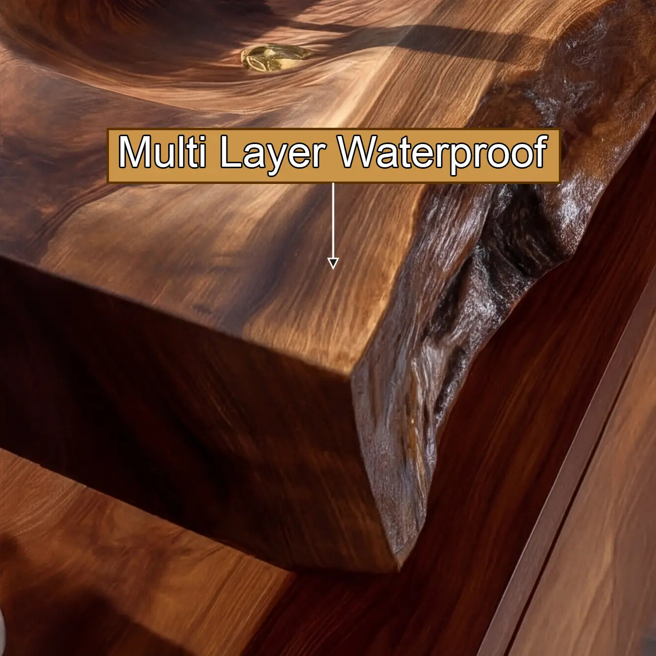 Valdren Sculpted Live Edge Solid Wood Floating Bathroom Vanity with Integrated Sink SPA354346 Kitchnce