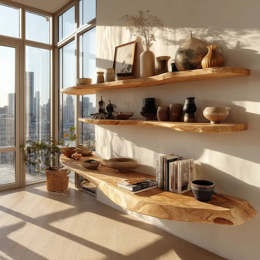 Valenor Live Edge Solid Wood Floating Shelf SPA245642 Kitchnce